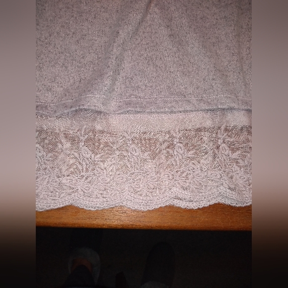 Michel Studio Collection Knit Top, Size 4X, Lacy Bottom Hem, Blush Pink … - Picture 5 of 7